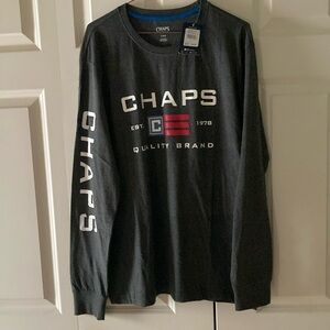 chaps mens long sleeve tee gray logo